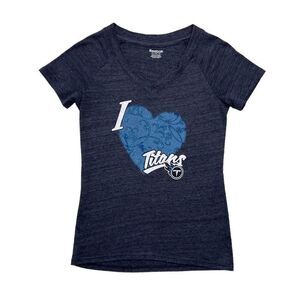 Reebok Tennesee Titans Football Shirt Womens Size Medium Blue V-Neck Tee T-Shirt